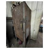 METAL CABINET WITH CONTENTS - MASK, HOSE, GAS CAN,