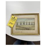 ARTWORK - Watercolor on Paper / Wood Frame - signe