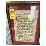 FRAMED MATTED PAPER - Latin Prayer - approximately