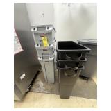 ASSORTED TRASH CANS - 3- GRAY RUBBERMAID / 3- BLAC