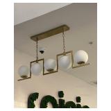 LIGHT FIXTURES - GOLD WITH 5 WHITE GLOBES - APPROX