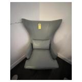 LEATHER HIGH BACK CHAIRS WITH 1 PILLOW EACH - NAVY