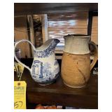 ASSORTED PITCHERS - 1- SPODE BLUE & WHITE / 1- POT