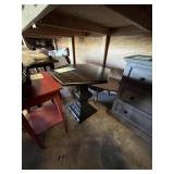 WOOD PEDESTAL TABLE WITH OCTAGON TOP - 30''x26''