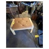 WOOD & LEATHER OTTOMAN