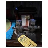 ASSORTED BOOKENDS - 1- METAL BULLDOGS / 1- WOOD PI