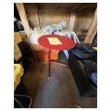 RED METAL END TABLE