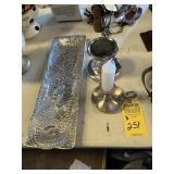 ASSORTED - 2- CANDLESTICK HOLDERS / 1- ALLIGATOR T