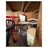 FURNITURE - 1- CHROME & WHITE LEATHER SWIVEL BAR H