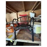 ASSORTED CHAIRS - 1- RED / 1- BLACK WITH 2 PILLOWS