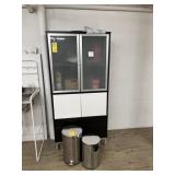 WHITE, WOOD & GLASS CABINET