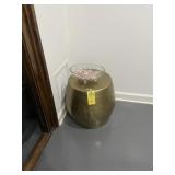 GOLD TONE METAL DRUM TABLE