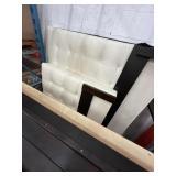 DARK WOOD & CREAM LEATHER KING SIZE HEADBOARD & FR