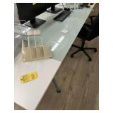 GREEN GLASS & WHITE DESK - 95