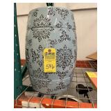 BLUE & BROWN CERAMIC GARDEN STOOL