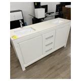 BONE DOUBLE SINK VANITY WITH CHROME ACCESSORIES -