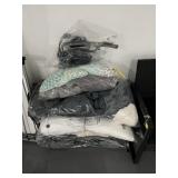 BAGS ASSORTED BEDDING, TOWELS, CLOTHING, ETC