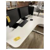 WHITE L-SHAPE DESK WITH PRIVACY CUBICLE - 63