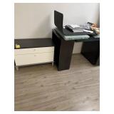 ASSORTED - 1- BROWN DESK WITH 2 DRAWERS / 1- CABIN