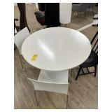 ROUND WHITE TABLE WITH 2 WHITE CHAIRS & 1 BLACK CH