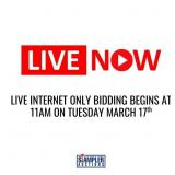 LIVE INTERNET ONLY BIDDING BEGINS AT 11AM ON TUESD
