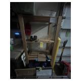 WOOD SHELVING UNIT WITH CONTENTS - BOARDS, PRICE G