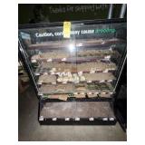 BLACK DISPLAY CABINET WITH SLIDING GLASS DOORS & S