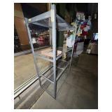 GRAY METAL RACK WITH 4 SHELVES