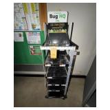 ROLLING BLACK METAL DISPLAY WITH 6 SHELVES