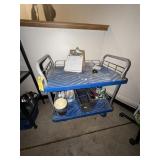 BLUE RESIN 2-SHELF ROLLING CART