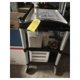RESIN ROLLING CART WITH SHELVES & CONTENTS