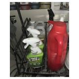 WIRE RACK WITH 4 COMPARTMENTS & CONTENTS (CLEANING