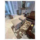TAN FABRIC  / SILVER NAILHEAD SEATING STOOLS