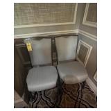 STACKABLE CHAIRS WITH BLUE / SILVER FABRIC PADDING