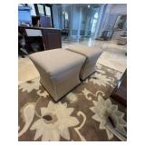 TAN FABRIC  / SILVER NAILHEAD SEATING STOOL
