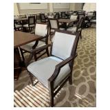WOOD FRAME ARM CHAIRS WITH BLUE / SILVER FABRIC CU