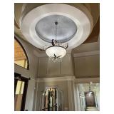 METAL & GLASS BOWL / PRISMS CHANDELIER