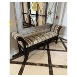 WOOD FRAME BENCHES WITH BROWN / BEIGE FABRIC - 73