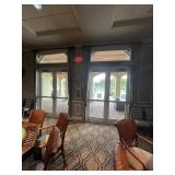 PAIR GRAY PATTERN CURTAINS WITH BLACKOUT LINING -