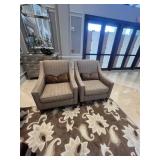 TAN FABRIC CLUB CHAIRS