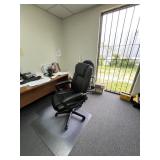 BLACK LEATHER ROLLING OFFICE CHAIRS (1- SOME DAMAG