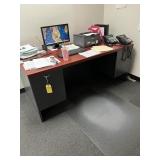 DESK WITH 4 DRAWERS - CHERRY / GREY