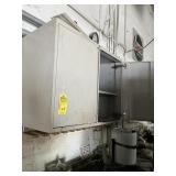 GRAY METAL WALL CABINETS WITH CONTENTS (MOUNTED) -