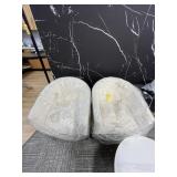 WHITE VELVETEEN FABRIC CLUB CHAIRS WITH GOLD HARDW