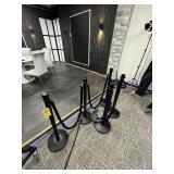 STANCHIONS WITH 5 BLACK VELVET ROPES