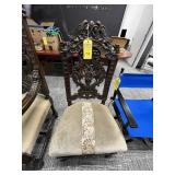 CARVED WOOD THRONE-TYPE QUEEN CHAIR