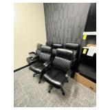 COLAMY BLACK LEATHER ROLLING CHAIRS