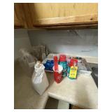 LOT ASSORTED KITCHEN ITEMS - STERNO, CUPS, CHAMPAG