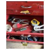 CONTENTS OF DRAWERS - CLAMPS, TAPE MEASURER, HOLE