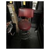 RED STOOL WITH BACK REST